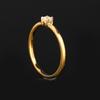 925 Sterling Silver Gold Plated White Topaz Ring Round 3mm Minimal Handmade Fine Jewelry Gift for Her