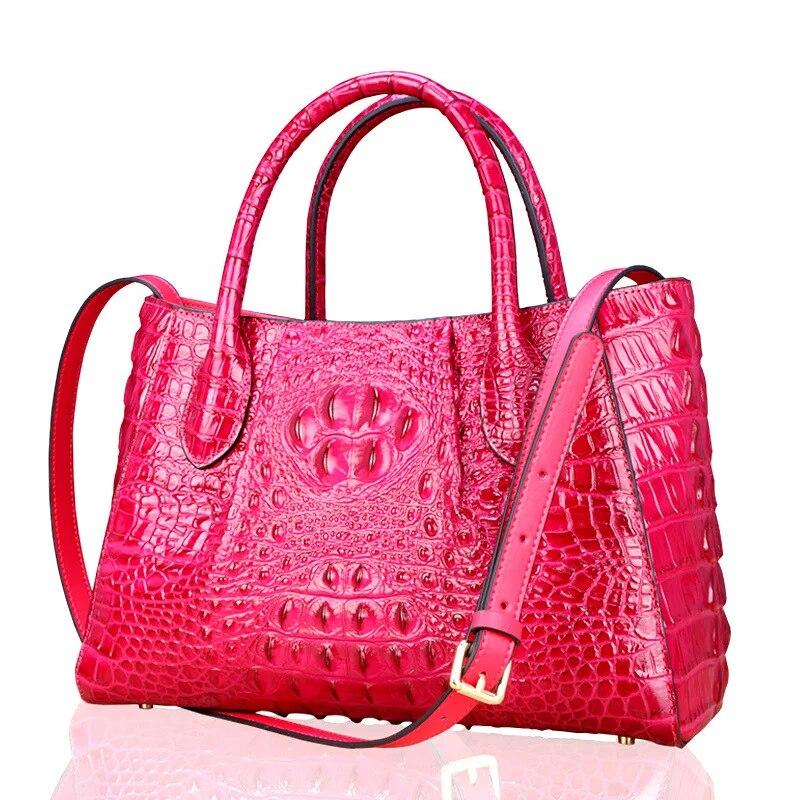 Женская большая сумка из натуральной кожи с узором крокодила в стиле ретро, ​​лето 2024, женская модная роскошная сумка из натуральной яловой кожи, сумки на плечо