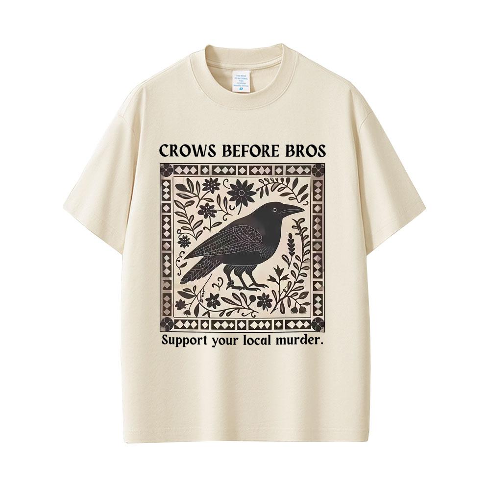 Crows Before Bros Funny Meme Tshirt Unique Bird Nature Tshirt  Casual  Vintage T Shirts  Oversized Tshirts