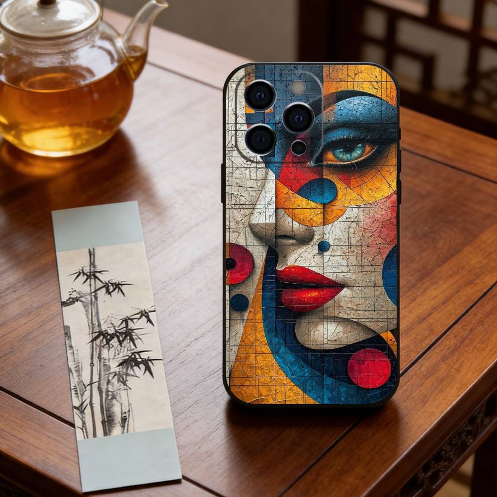 Cubist Art Phone Case For iPhone 17, 16,15,14,13,12,11 Plus,Pro Max, Others Soft Black Cover