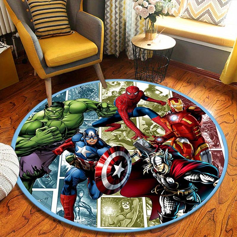 1 шт. Круглый ковер Marvel Мстители Супергерои, Нескользящий, Машинная стирка, Полиэстеровый ковер для декора гостиной и спальни