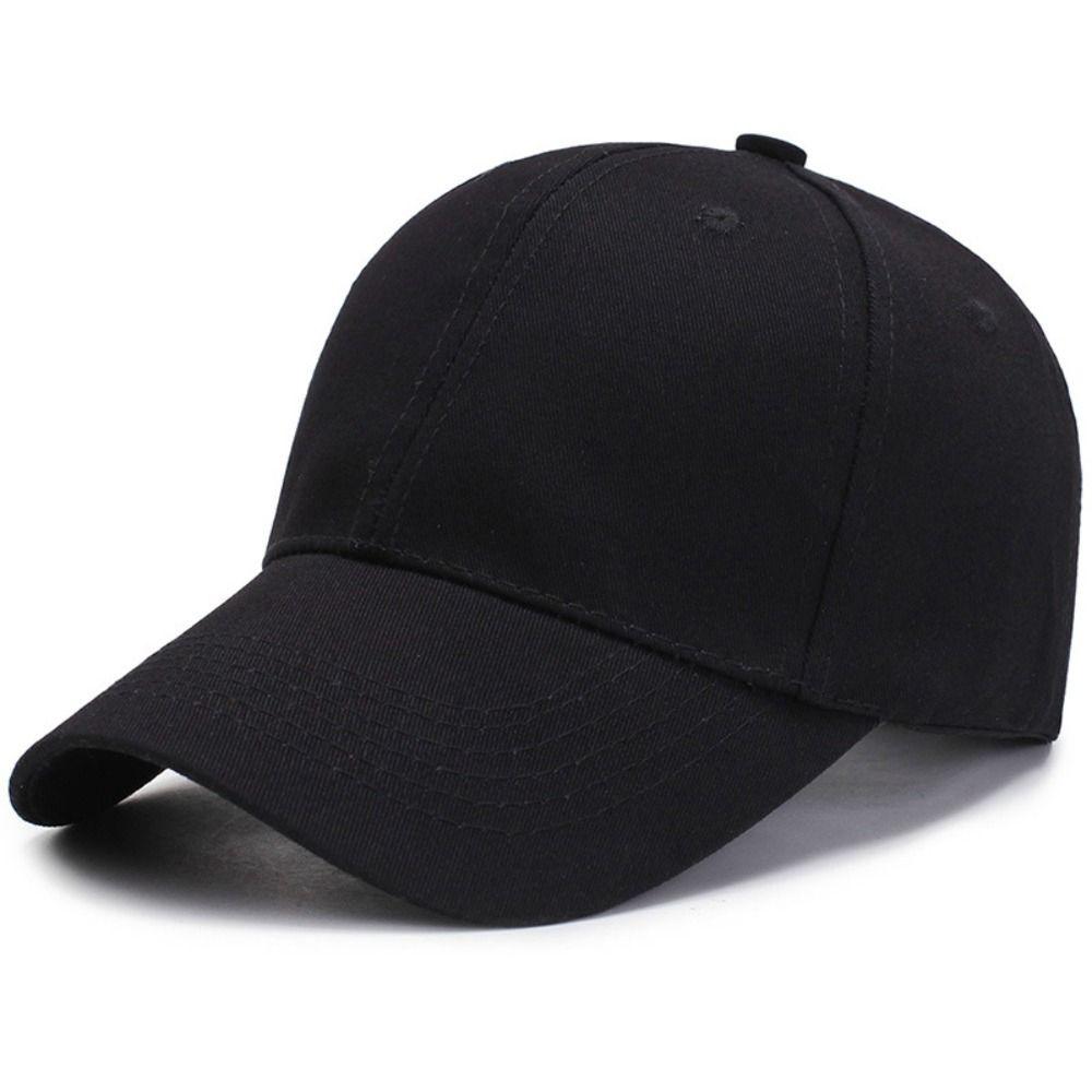 Black Wide Brim Adjustable Summer Hat Cotton Baseball Cap Sports Cap Peaked Cap