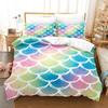 Laser Gradual Change Fish Scale 3D Digital Printing Three-Piece Quilt Cover Pillowcase Home Textile Bed Sheet Kit