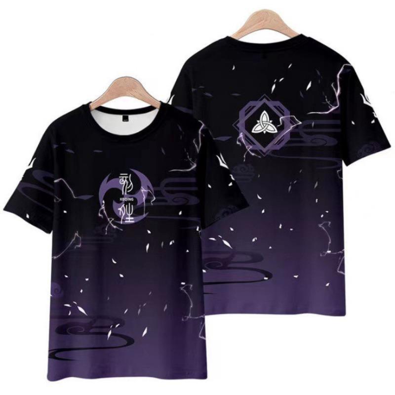 Летняя новинка Round God Genshin Impact Raiden Shogun Baal футболка мужская модная женская свободная 3D-печать короткий рукав футболка нейтральный повседневный топ