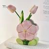 Ceramic Flower Pen Holder Handmade Tulip Cosmetic Storage Box Makeup Brush Organizer Flower Pencil Holder for Home Office Desk