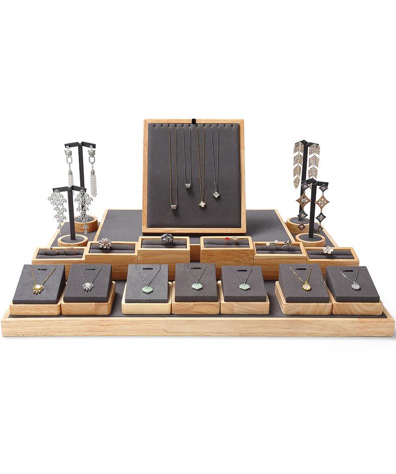 Деревянная подставка для украшений из массива дерева для серег, колец и ожерелий с нефритовым подносом