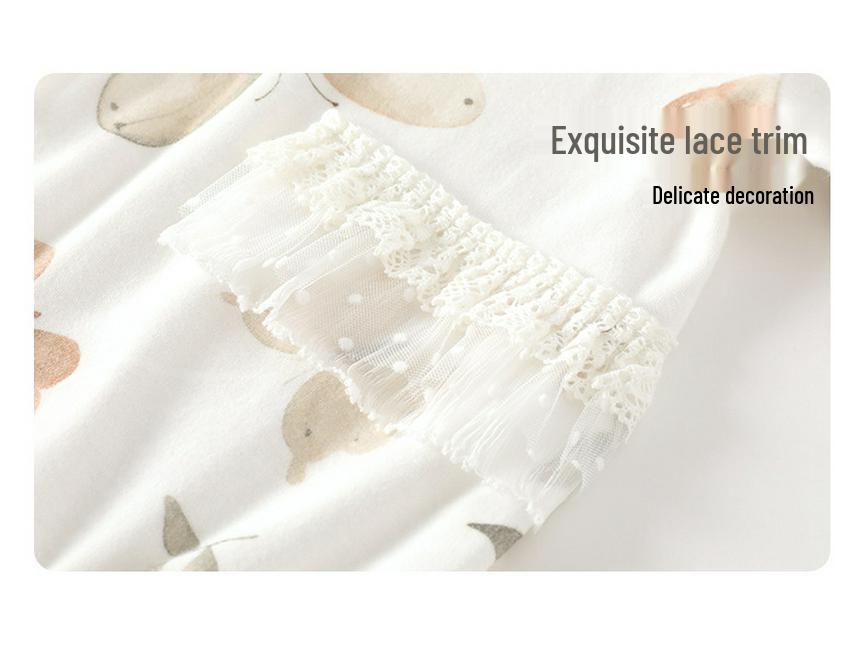 Осенний боди-платье принцессы с длинным рукавом для девочек - Хлопковый комбинезон для новорожденных, ползания