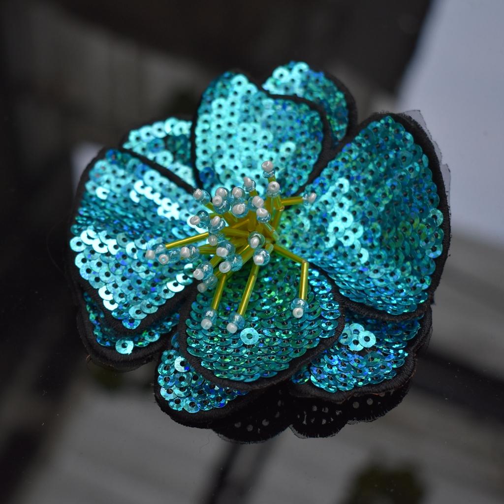 Handmade Beads Embroidery Flower Colorful Sequins Patch Cloth Decorated With DIY Auxiliary Material Large Repair Hole Applique