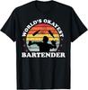 Retro Worlds Okayest Bartender Funny Bartending Men Women Gift Unisex T-Shirt