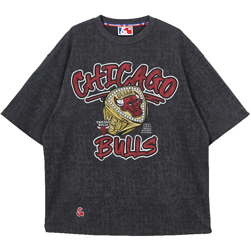 Jack&Jones Свободная футболка NBA Chicago Bulls с графическим принтом букв