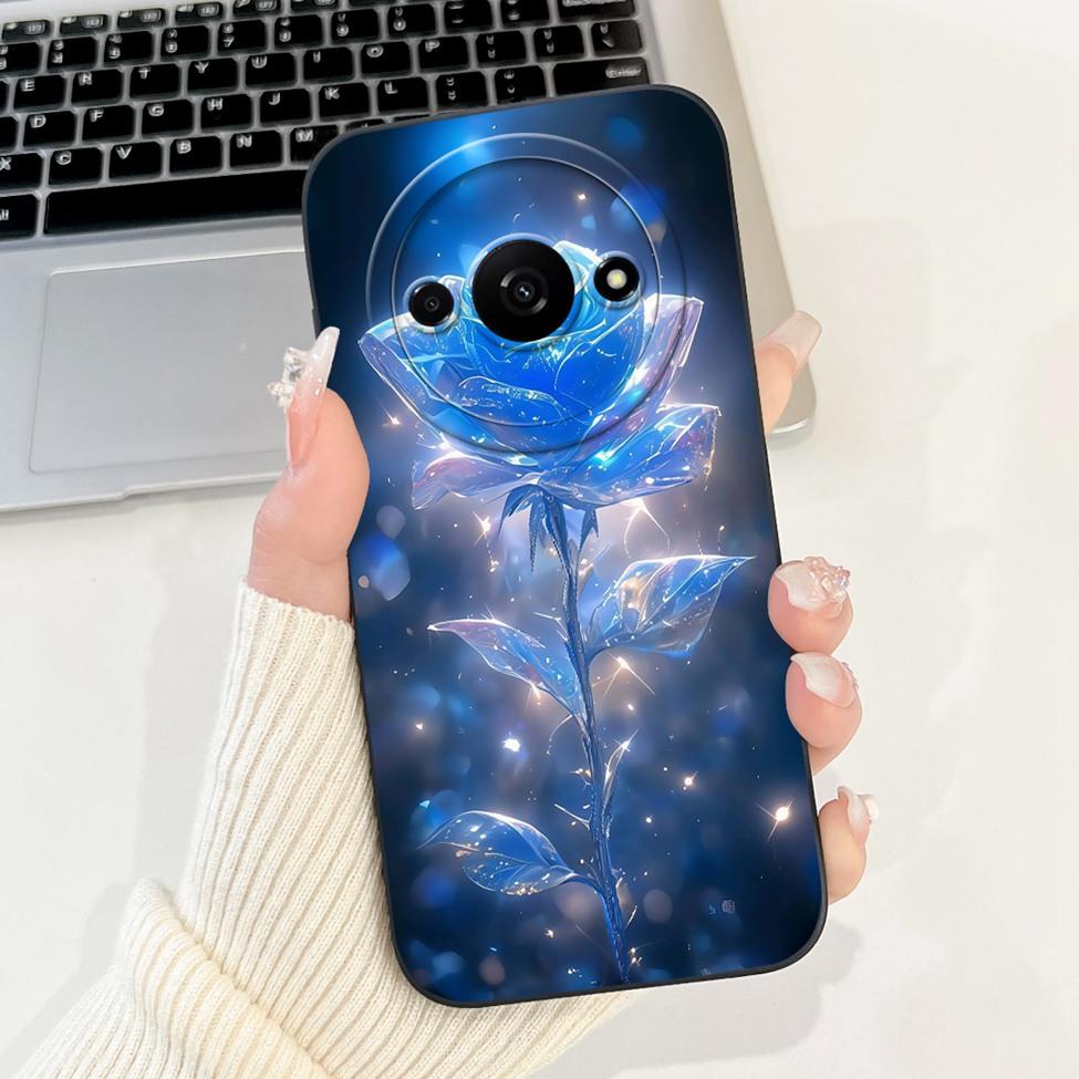 For Redmi A3 4G Phone Case For Xiaomi Poco C61 Cover Silicone Luxury Fashion Flowers Kawaii Cute Cat Painted Shockproof Bumper