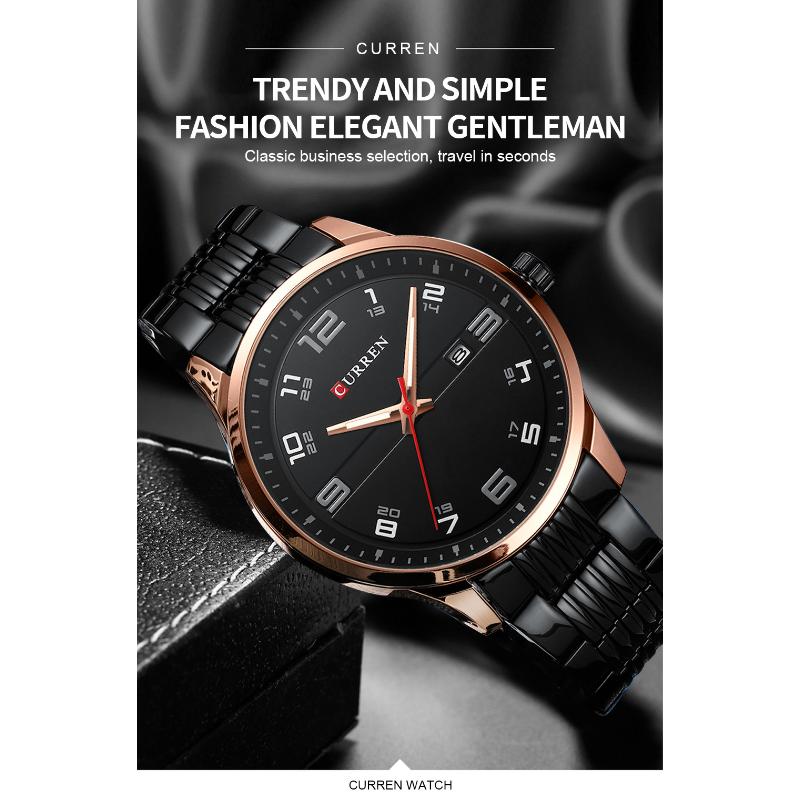 CURREN New Men's Watch Business Steel Band Quartz Watch Simple Calendar Scale Casual Watch