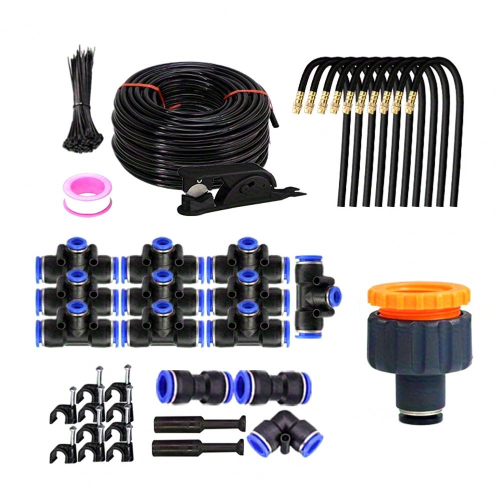 Hose Patio Misting Cooling System Garden Irrigation System Kit with 360-degree Bendable Nozzles for Greenhouse Lawn Watering