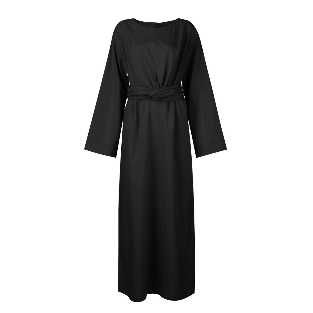 Твердый мягкий свободный халат, дышащий для женщин, длинное среднее платье с длинным рукавом, мусульманский халат