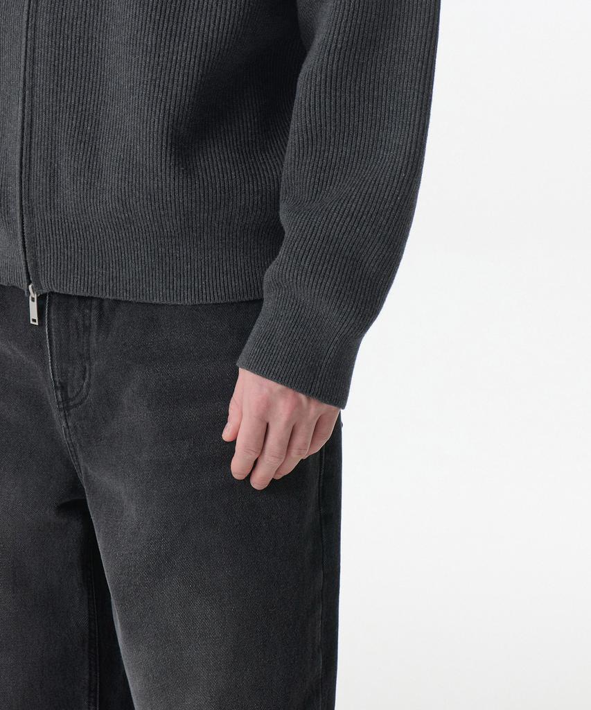 MUSINSA STANDARD Cotton High-Neck Knit Zip-Up [Medium Gray]