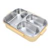 Divided Lunch Box 304 Stainless Steel Leakproof Heatable 3 Compartments Rectangular Food Container 1.2L Capacity