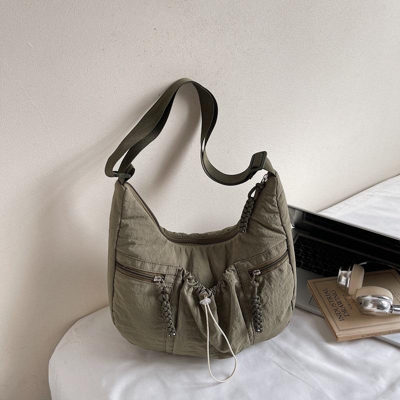 Свежая повседневная модная сумка-тоут для девочек, большая вместительная сумка-мессенджер для поездок на работу, плиссированная сумка на шнурке, легкая женская сумка через плечо