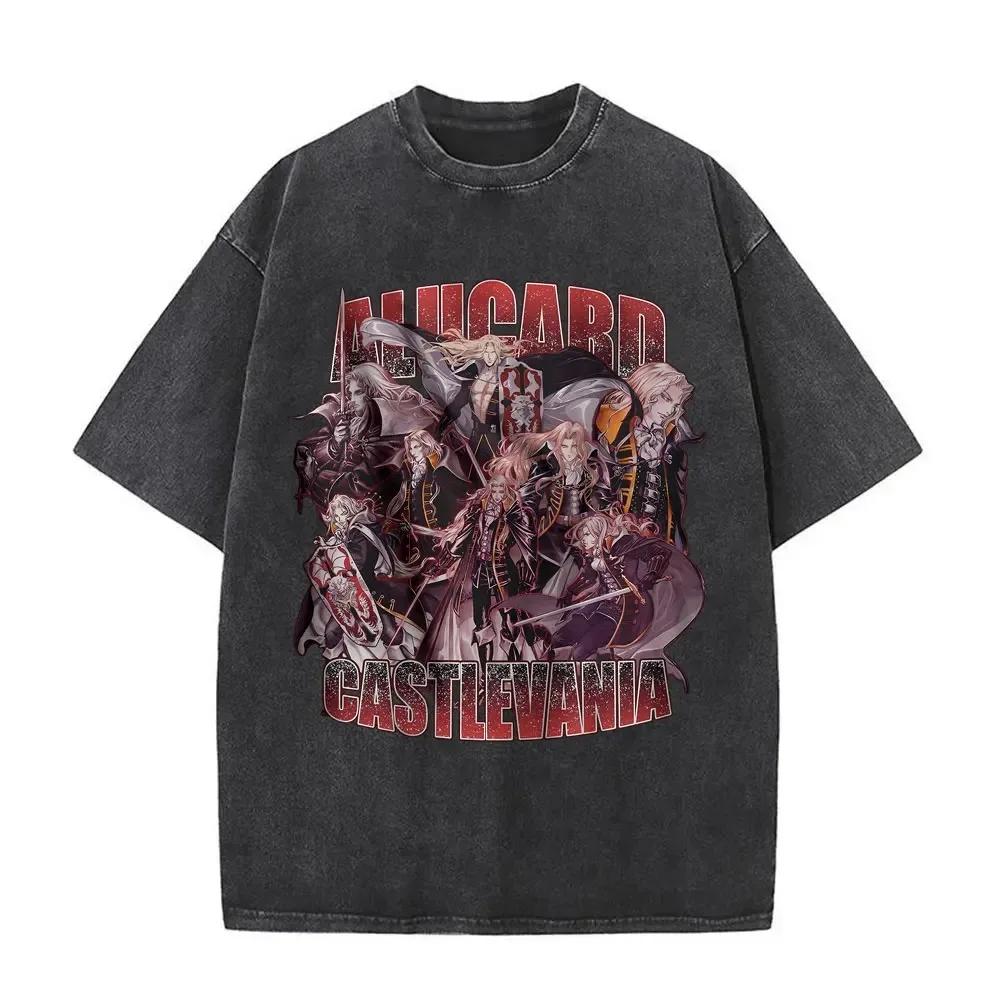 Washed Vintage Anime Hellsing Ultimate T-shirt Men's Clothing Manga Alucard Eyes T Shirt Male Oversized Streetwear Best Selling