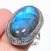 Natural Labradorite Gemstone Handmade 925 Solid Silver Jewelry Ring Size 10 Y0f80