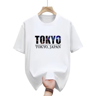 Мужская футболка с принтом Tokyo из Японии Гладкие короткие рукава круглый вырез легкий полиэстер