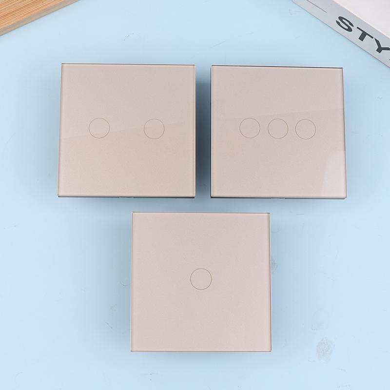 1/2/3-клавишный сенсорный выключатель 1-клавишный Разъемы USB Type-C Настенные розетки Выключатель света с розетками Стеклянная панель Золотой