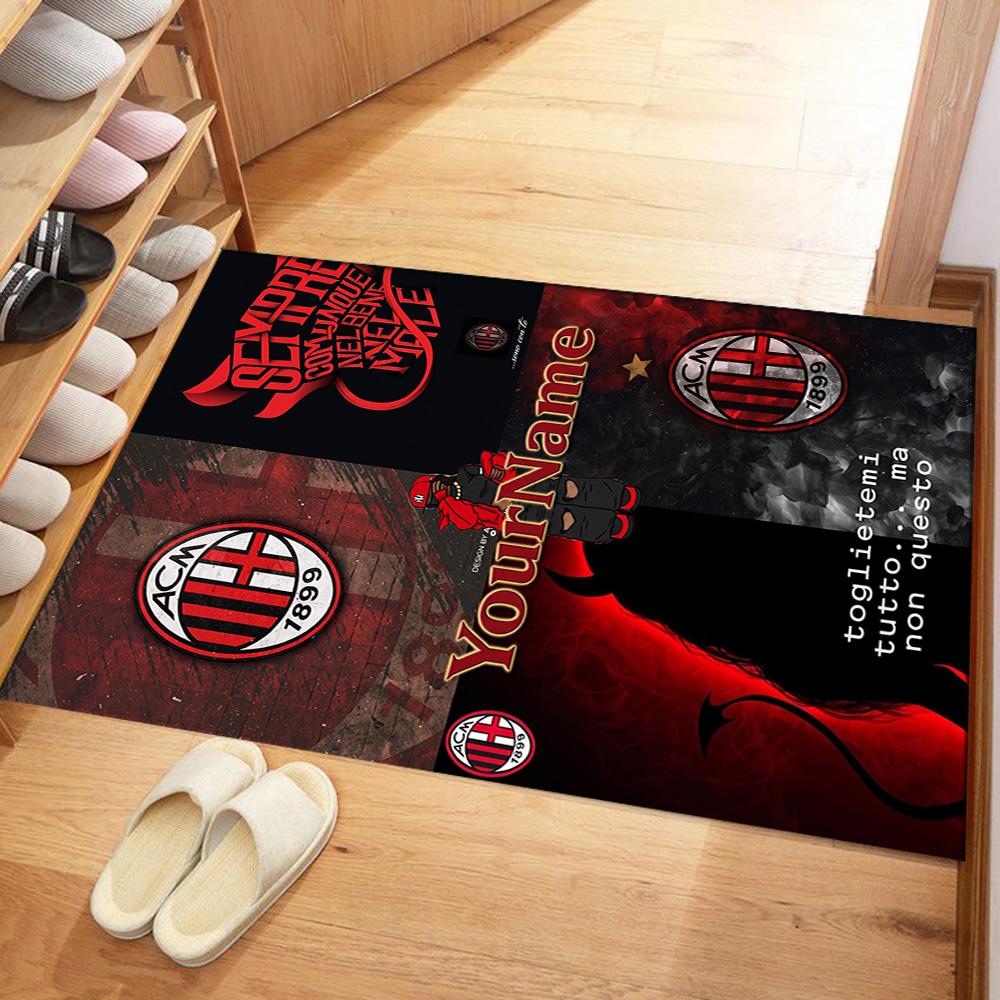 Ac Milan Personalized Text Area Rug Suitable for Living Rooms Playrooms Dining Room Bedrooms Anti-slip Rug Decorate Offices Wedding Party Gift