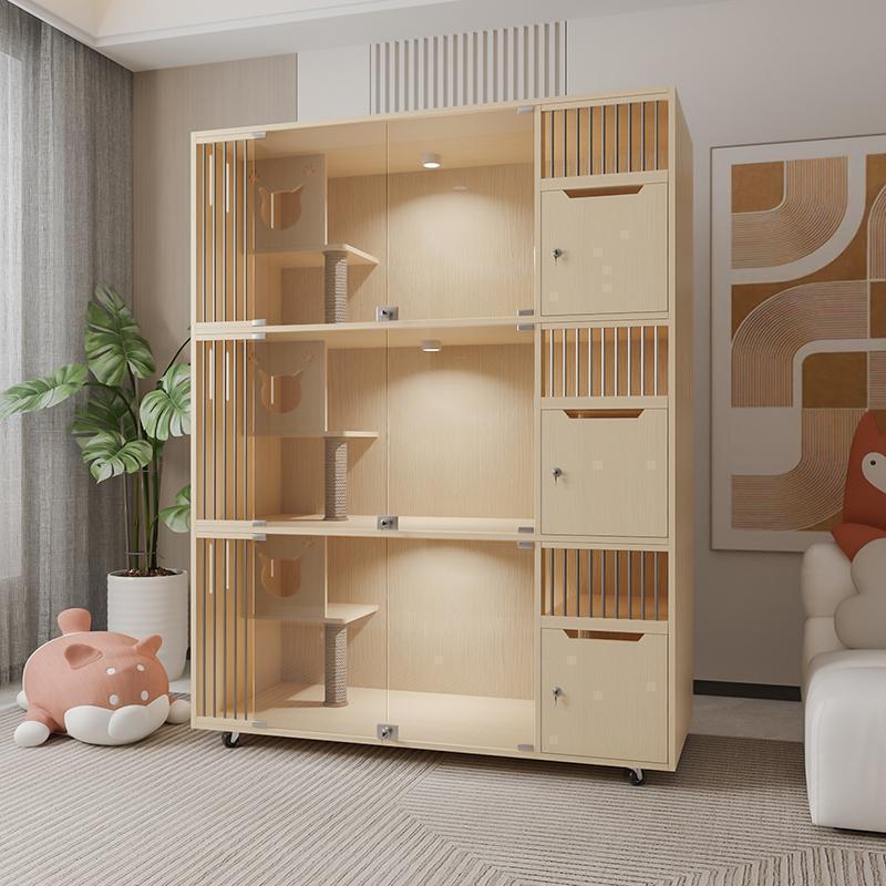 Luxurious Solid Wood Cat Cabinet and Bed Kennel Display
