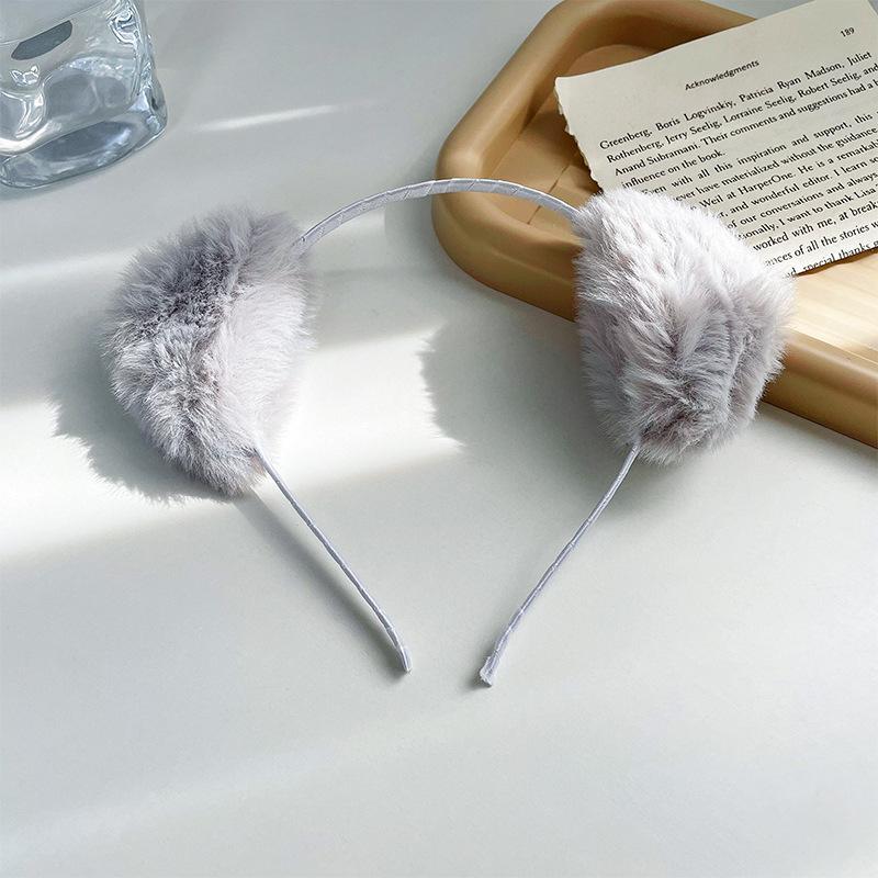 Плюшевый ободок с кошачьими ушками для женщин, мультяшная плюшевая повязка для волос, аниме косплей, милый ободок для умывания лица, головной убор, аксессуары для волос для девочек