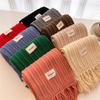 Winter Plain Thick Tassel Wool Knitted Shawl Scarf Lady Casual High Quality Wrap Pashmina Stole Bufandas for Outdoor Activitie