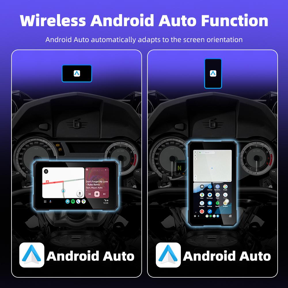 EKIY 5,0-дюймовый беспроводной CarPlay Moto Android Auto Портативная цифровая приборная панель для мотоцикла GPS-навигация Съемный экран дисплея