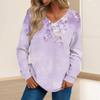 Женская мода повседневный свитер с длинным рукавом и принтом V-образным вырезом
