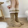 Зимние сапоги на толстой подошве, женские модные сапоги выше колена из искусственного меха, новые зимние теплые меховые сапоги, повседневная хлопковая обувь с пряжкой на ремне