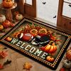 Vintage Halloween Doormat Ghost Witch Hat Black Cat Pumpkin Bat Candle Print Indoor Entry Welcome Floor Decor Rug