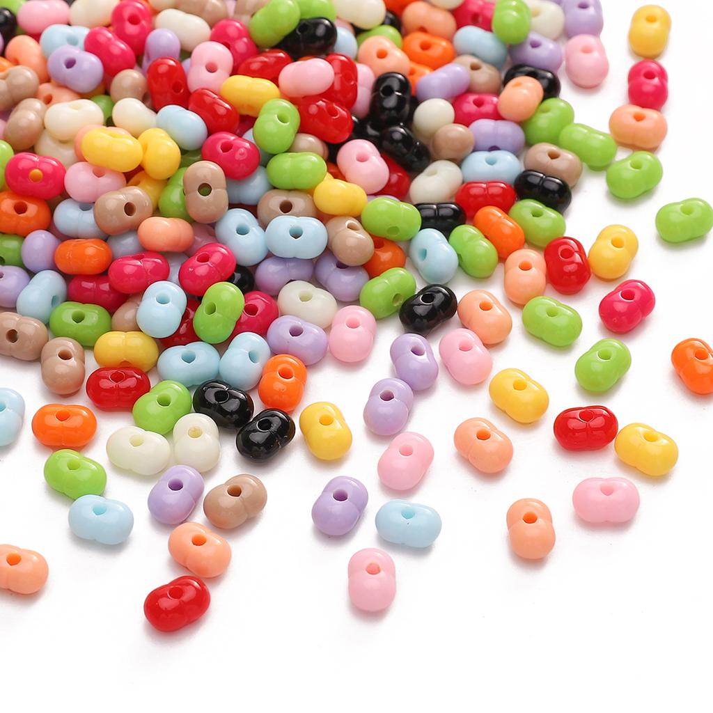 Бусины для браслетов ручной работы 8x5 мм Однотонные бусины Светлые арахисовые бусины Акриловые бусины из проса Бусины-россыпи Бусины Аксессуары для самостоятельного изготовления Струны Браслеты