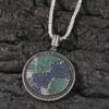 New Full Diamond Rotatable Earth Pendant Copper Inlaid AAA Zircon Hip Hop Cool Stylish Pendant