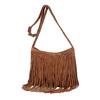Women Tassel Shoulder Bag Large Capacity Retro Crossbody Bag Bohemian Fringe Messenger Bag for Daily Outings Work Travel