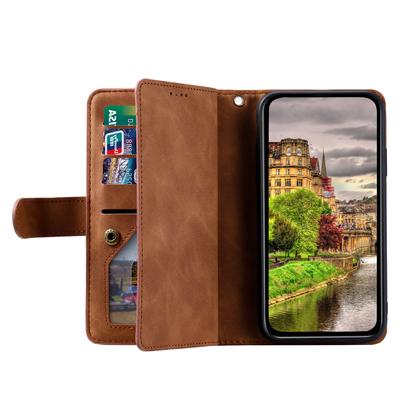 Чехол-бумажник на молнии из ПУ-кожи для Xiaomi Poco C75 4G/Redmi 14R 5G/14C 4G с 9 слотами для карт