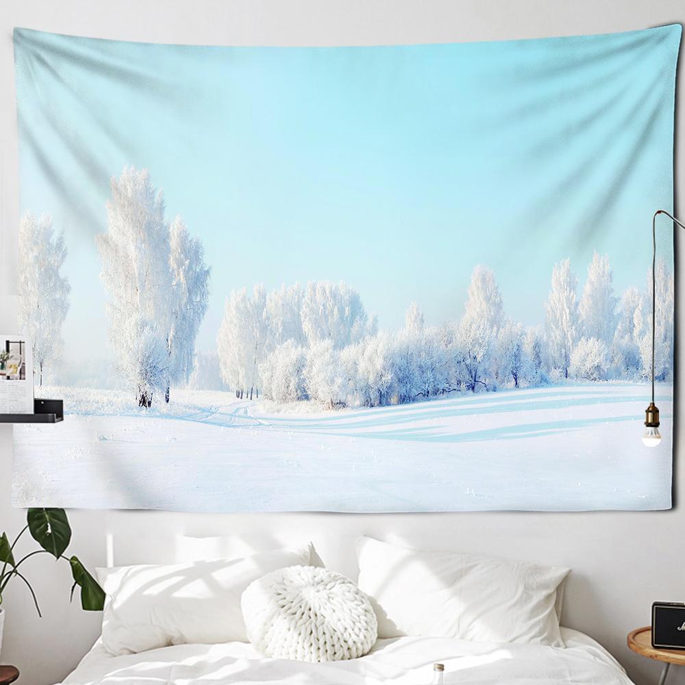 Рождественский камин и снежный настенный гобелен с Рождеством для дома, деко, рождественский подарок, гобелены с принтом