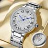 Men's Watches Elegant Luxury Full Diamond Quartz Watch for Men's Waterproof Silver Male Wristwatch