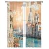 Venice Building Water Boat Modern Printed Tulle Curtains for Bedroom Balcony Window Decor Creative Fashion Home Sheer Curtain