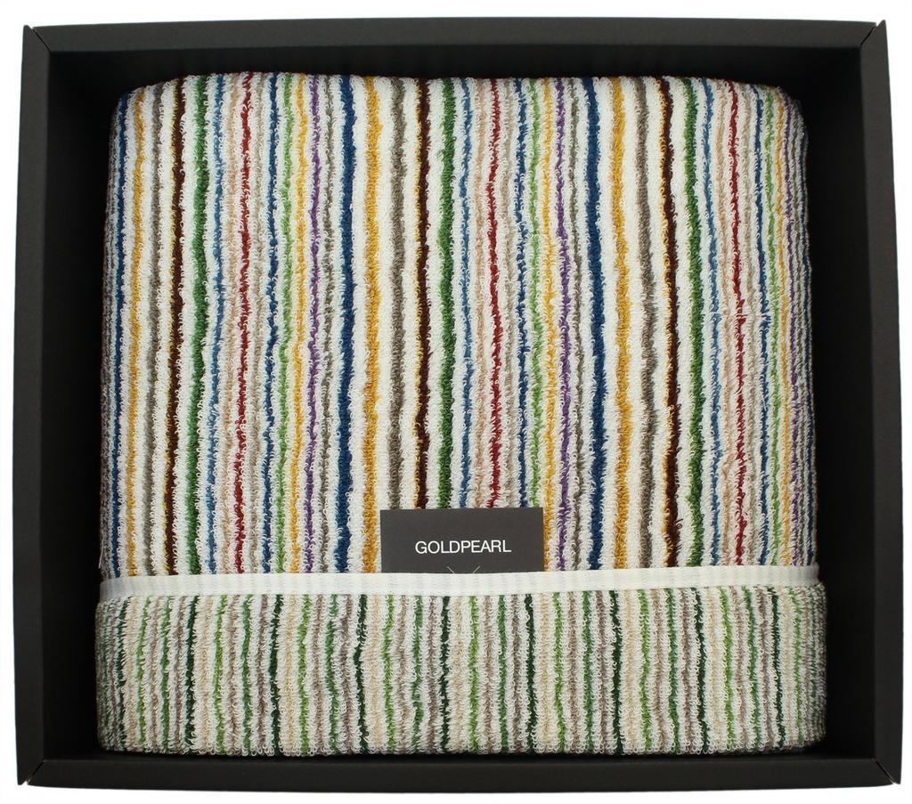 Полотенце Имабари Банное Полосатые Полосы x Золотой 06 Белый Мультиколор x Белое Дождевое Полотенце, Жемчуг,