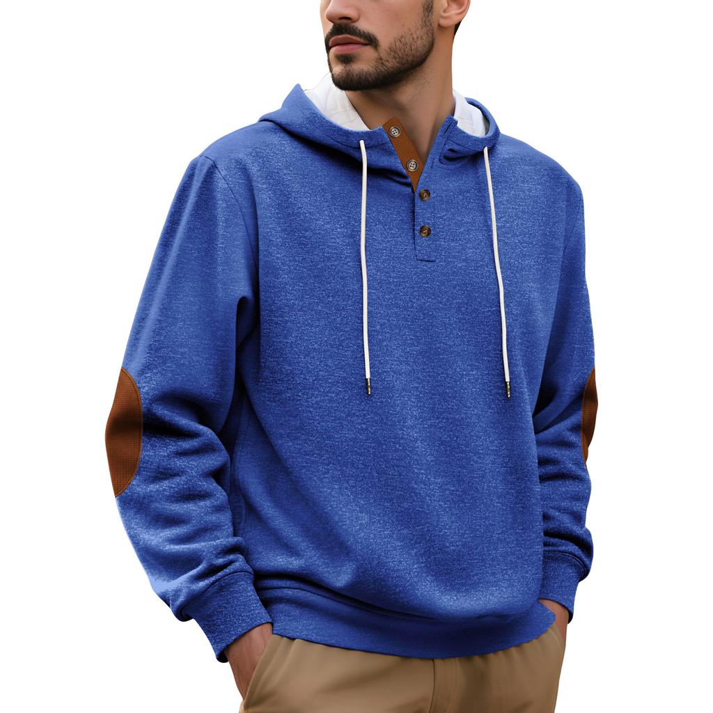 Men's Casual Composite Loose Fitting Pullover Solid Color Hooded Sports Thick Hoodie