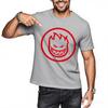 T Shirt Unisex Workout Relaxed Fit Tshirt Red Flame Circle Design Comfortable Crew Neck Tshirt Trendy Black Soft Cotton Teeshirt