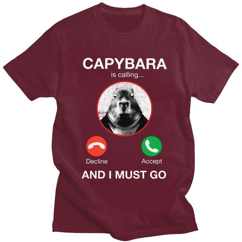 Capybara Is Calling And I Must Go Tshirt for Unisex Short Sleeves T Shirt Fashion Tshirts Pure Cotton Tees Birthday Gift