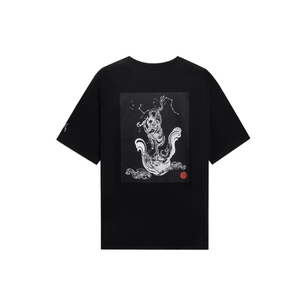 Li-Ning Way Of Wade 10 Kui Xing Point Fight Свободная спортивная футболка с круглым вырезом и короткими рукавами Топы унисекс Черный AHSSD47-3