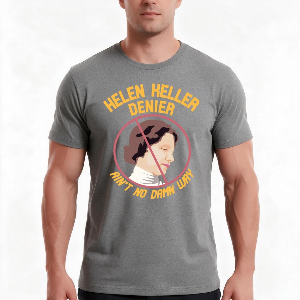 Helen Keller Denier Tshirt Summer Casual Cotton Tee Oversized Streetwear Tops Vintage Graphic Print Loose Fit Short Sleeve