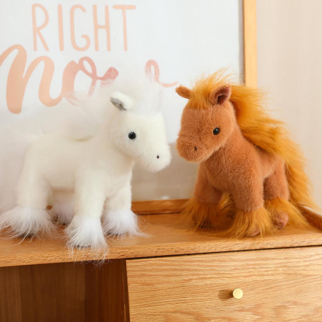 Cute Simulation Pony Doll Plush Toy Little White Horse Zodiac Horse Year Doll Children Accompany Soothing Doll