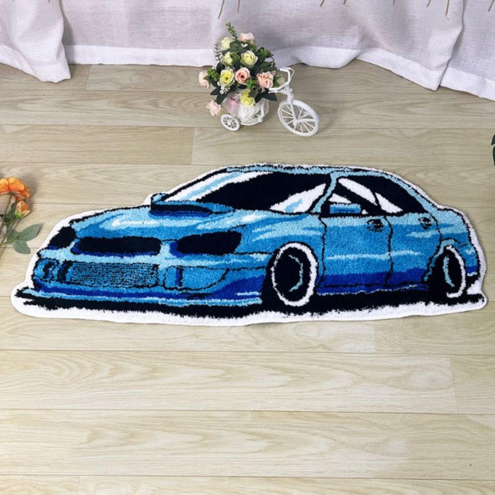 Sports Racing Car Tufted Carpet Embroidered Floor Mat Home Decoration Car Shape Rug Bedroom