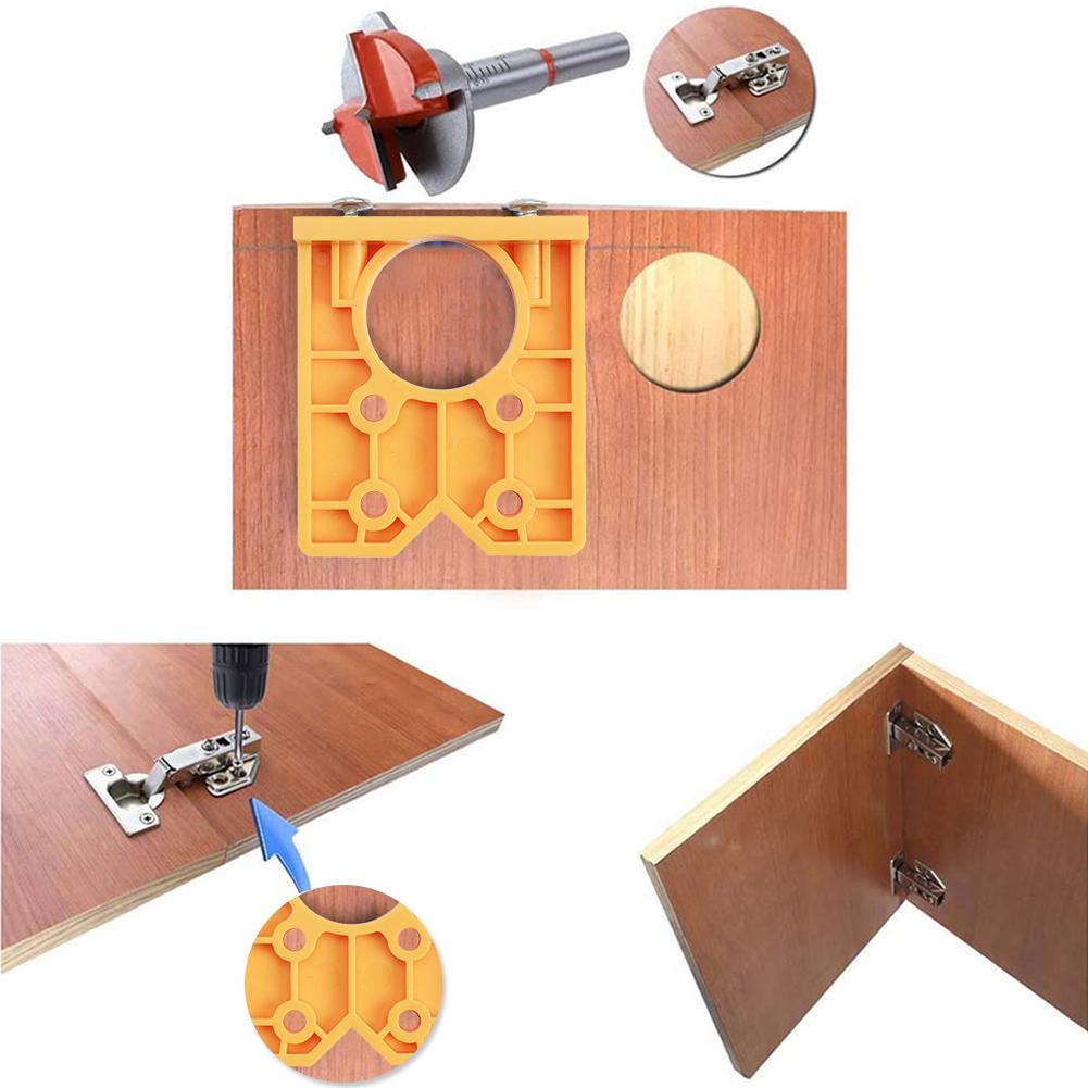 Hinge Hole Drilling Guide 35mm Position Installation Jig Drill Bits Hole Opener for Hinge Hole Drilling Tools for Carpenter