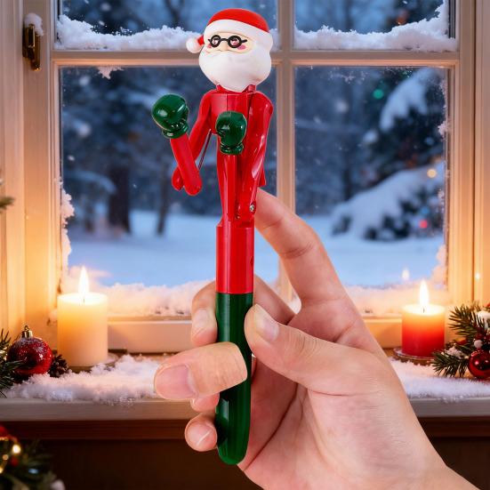 Christmas Creative Boxing Pen with Moving Figure Fun Animated Novelty Ballpoint Pen Students Stress Relief Neutral Pen for Office Gag Gifts